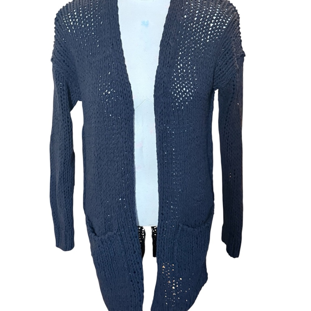 Free People Deep Blue Open-Knit Cardigan